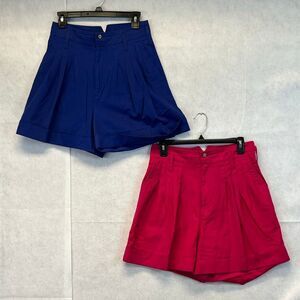 Vintage High Rise Pleated Mom Shorts Size 11 Blue Pink Cuffed PALMETTOS 90s  80s